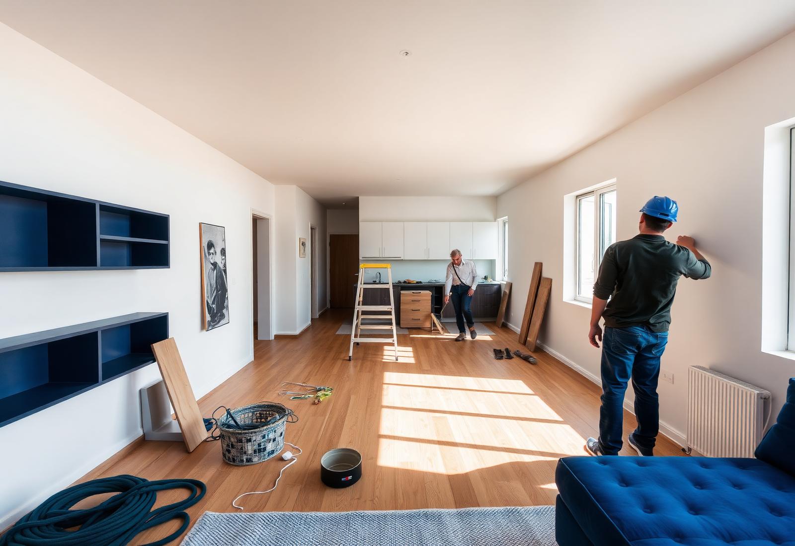 Equipa da Farias Construções em remodelação de apartamento